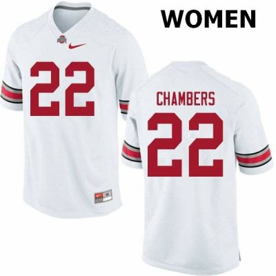 NCAA Ohio State Buckeyes Women's #22 Steele Chambers White Nike Football College Jersey EYG4545AS